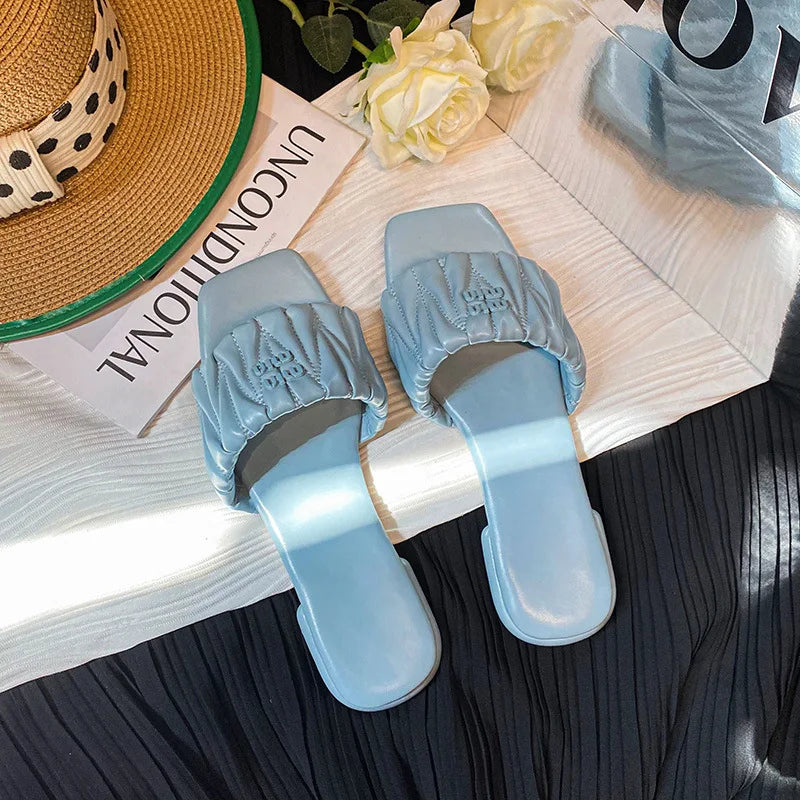 Women Sandals Summer Flats Shoes 2024 New Fashion Thick Slippers Beach Flip Flops Causal Ladies Shoes Low Heels Slides Zapatos