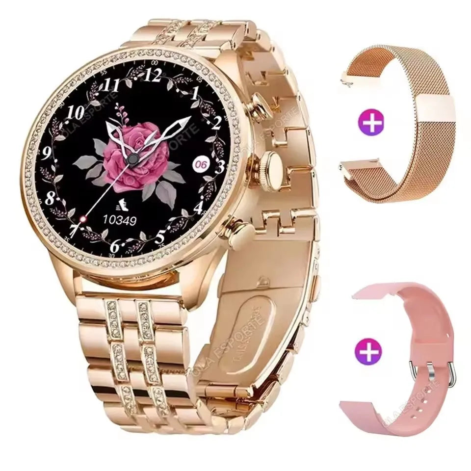 Women Smart Watch Double Strap Heart Rate Sleep Monitoring Wireless Call Voice Assistant Waterproof Smartwatch For Android IOS