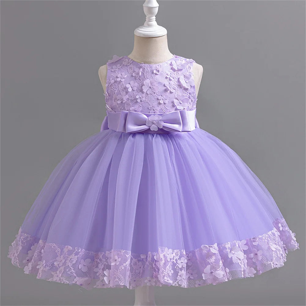 Girl's Dress 2024 New Girl's Butterfly Bow Princess Dress Fashion Sleeveless Mesh Dress Banquet Performance Evening Dresses