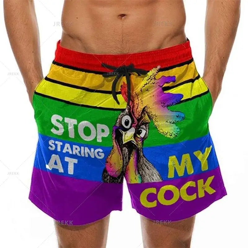 KeKe Funny Cock Banana Printed Swimwear Swim Shorts Trunks Beach Swimming Board Shorts Quick Drying Pant Mens Surffing Shorts