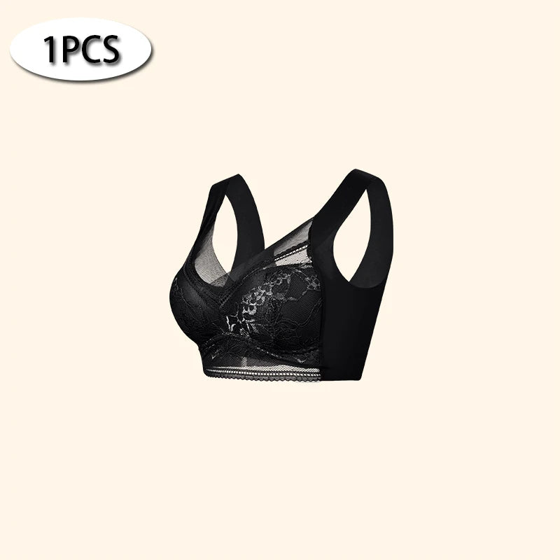 Women Large Push Up Ice Silk Seamless upper Bralette Lace Wireless