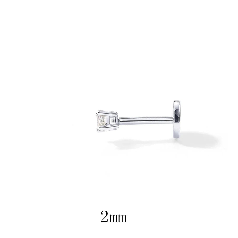 LENNIK 1Piece 925 Sterling Silver Labret Lip Ring Zircon Ear Studs Earrings For Women 2/3/4mm Tragus Cartilage Piercing Jewelry