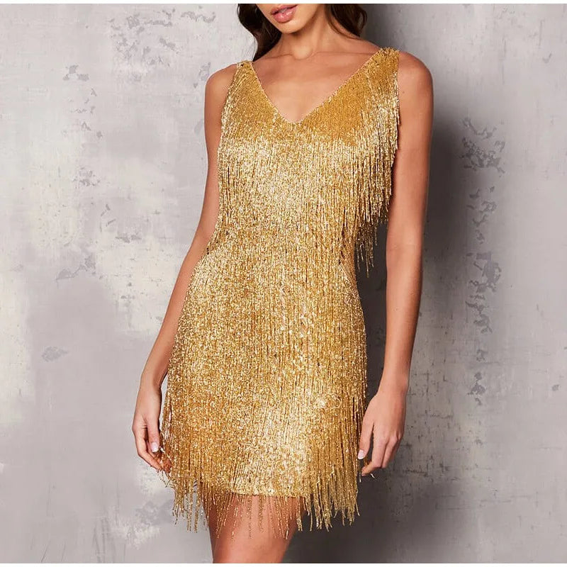 Evening Dresses:  Mini Dress Women Spaghetti Strap Stitching Dresses