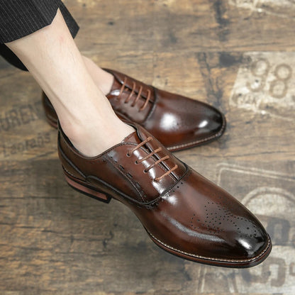 High Quality Business Formal Leather Shoes Mens Casual Dress Shoes Classic Italian Formal Oxford Elegant Shoes Men Office Shoes