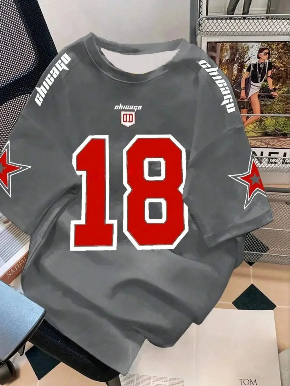 Street fashion men's summer 18 digit print comfortable breathable round neck T-shirt outdoor high street top