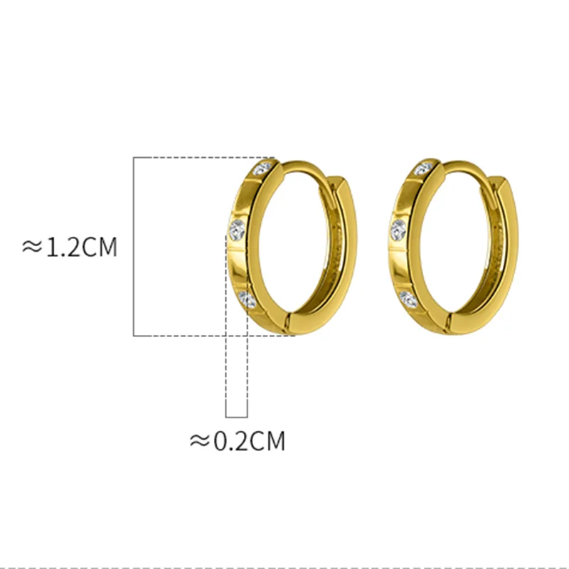 WANTME 925 Sterling Silver Statemnet Gold Plaid Simple Huggies Ear Buckles Elegant French Piercing Hoop Earring for Women Jewelr