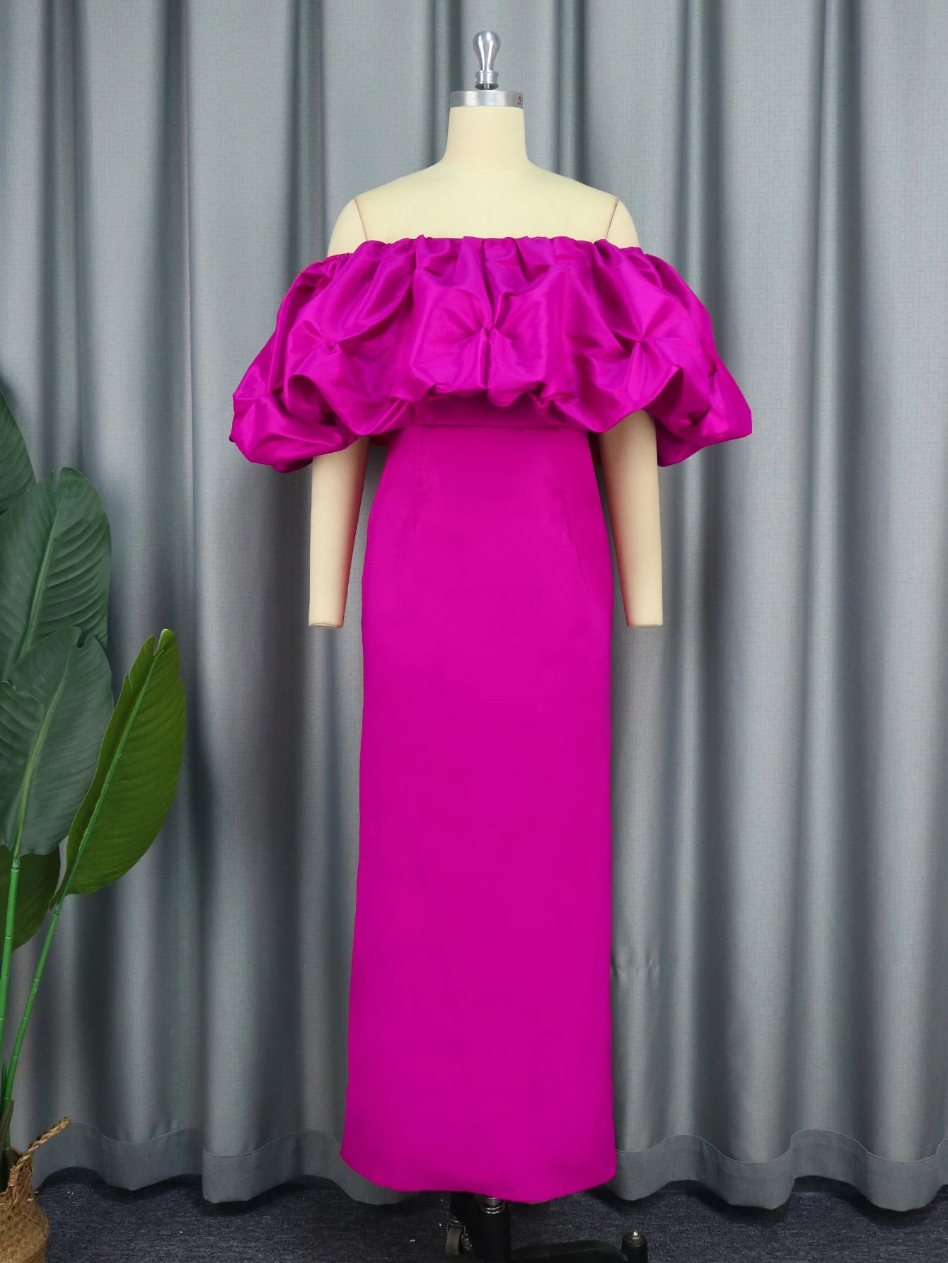 Formal attire Dresses: Off Shoulder Backless Smocked Ruffles Maxi Pencil Dress