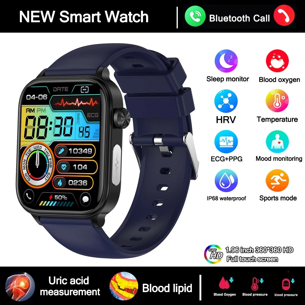 2025 New 24-Hour Health Monitoring Smart Watch Men Uric Acid Blood Lipids Heart Rate Bluetooth Call Smartwatch Women