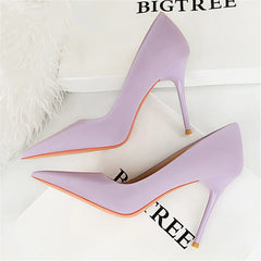 Women 10cm High Heels Satin Silk Dress Stiletto Fashion Pumps Lady Wedding Bridal