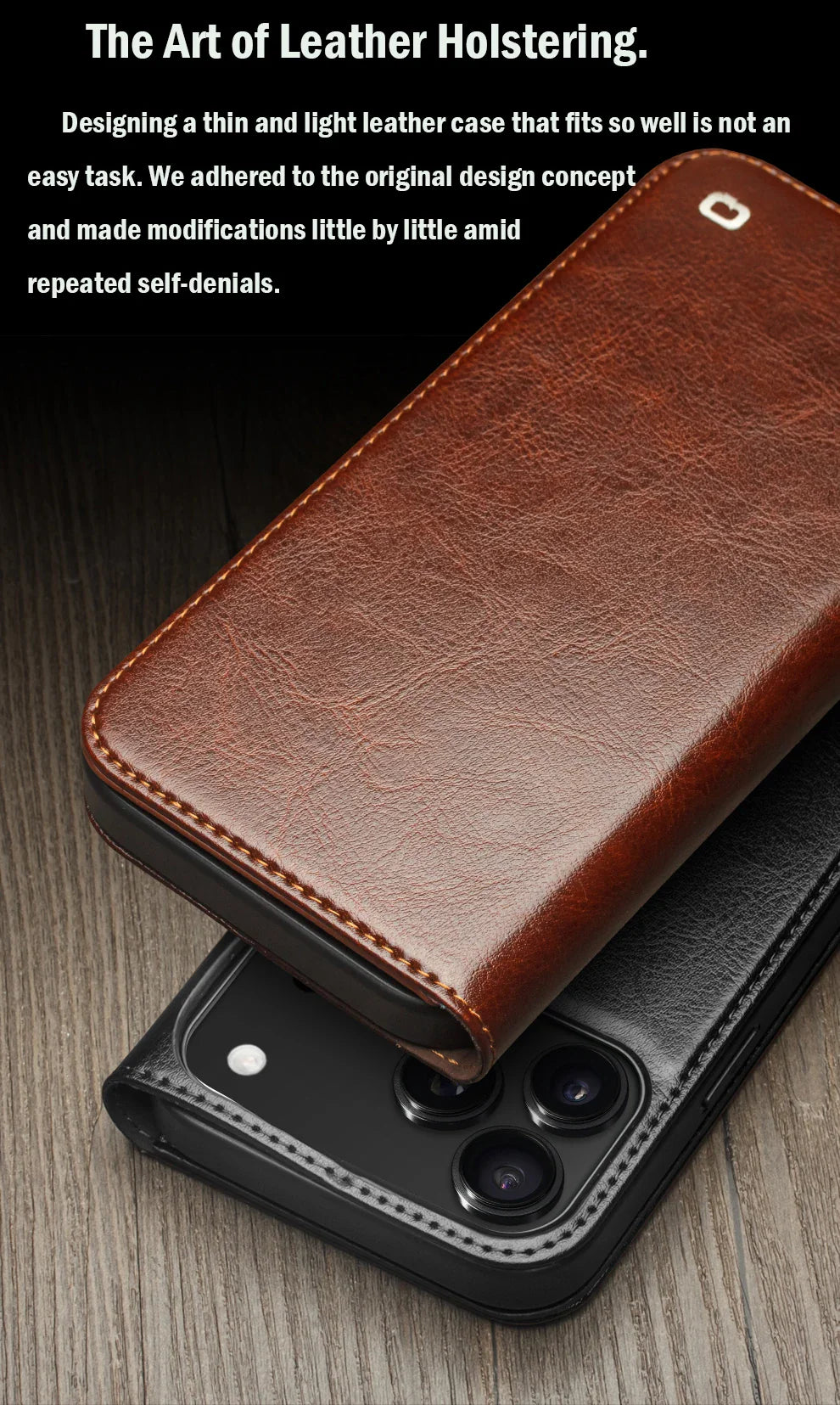 QIALINO Case for iPhone 17 Pro Max Luxury Ultra Slim Handmade Genuine Leather Wallet Card Slot Flip Cover for iPhone 17 Pro/Air