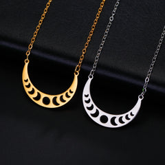 Moon Phase Necklace Stainless Steel Choker Fashion Elegant Women