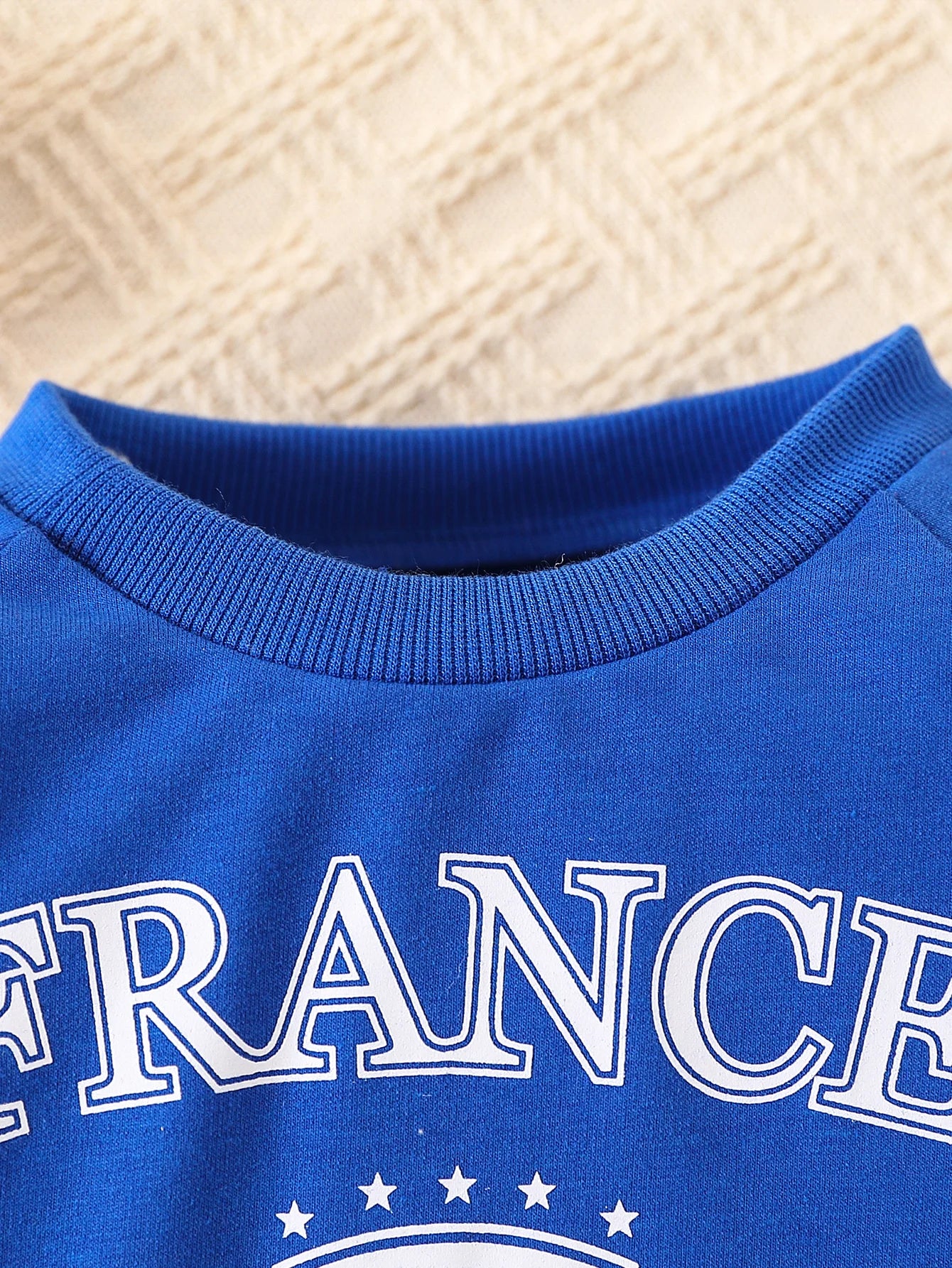 Two piece set of baby boy sports and leisure English letter printed round neck long sleeved top and pants set