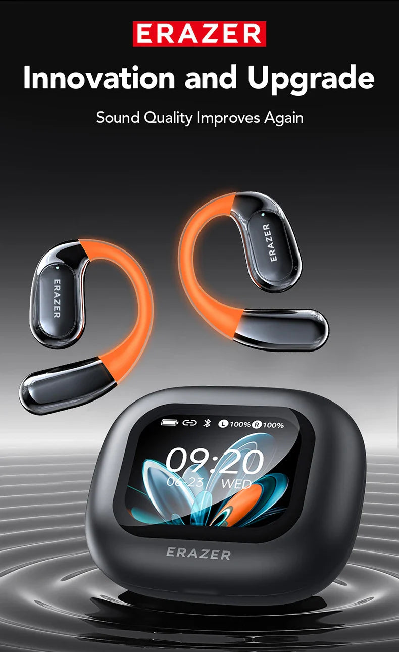 NE27 Bluetooth V5.4 Earphones OWS Sports Bluetooth Wireless Headphones AI Translator Earbuds LCD Touch Screen Open-Ear