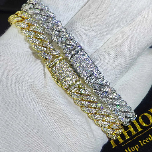 Luxury Jewelry Bling CZ Cuban Link Bracelet Two Row Zircon Copper Miami Cuban Bracelet Iced Out Hip Hop Men Women