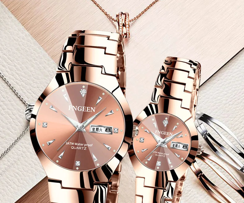 2024 FNGEEN 5808 Relogio Feminino Couple Watch Men Quartz watch for Lovers Luxury Womens wristwatch Stainless Steel Waterproof