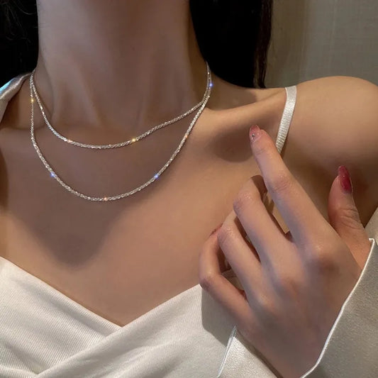 Sparkling Necklace For Women Clavicle Chain Choker Fashion Jewelry Wedding