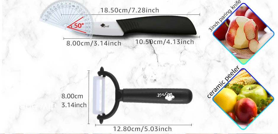 Ceramic Knives Set 3 4 5 6 inch Kitchen Chef Knife with Peeler Utility Paring Slicer