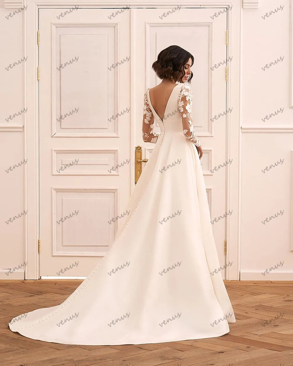 White Bridesmaid Dresses: Wedding Dresses For Women A-Line Satin Bridal Gowns