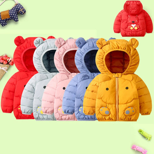 Baby Jacket Cute Cartoon Bear Autumn And Winter Girls Down Jacket Hooded