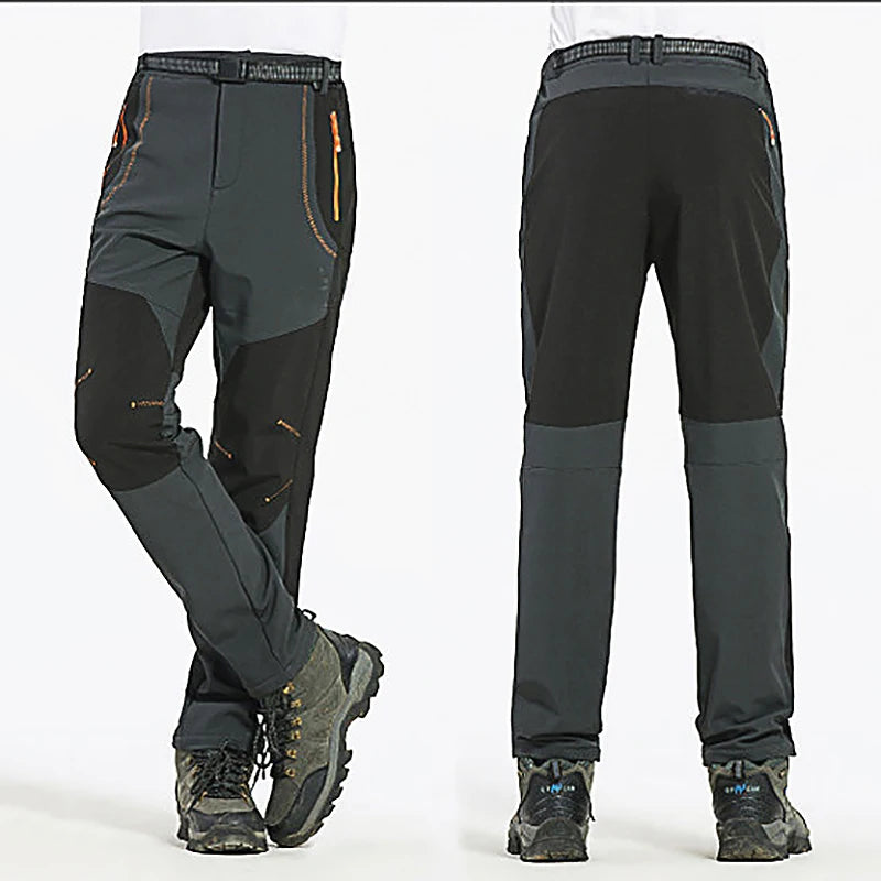 Warm Thick Work Pants Men Casual Fleece Soft Shell Trousers Winter Outdoor