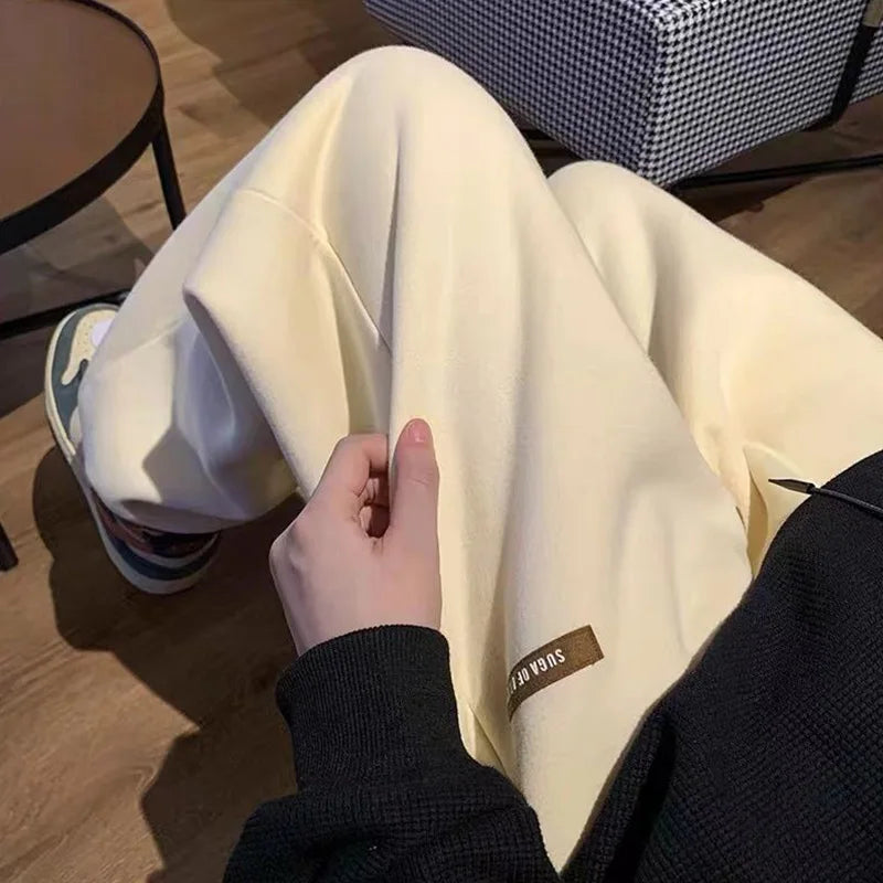 Winter Thick Plush Sport Pants Women 2023 Drawstring Elastic Waist Harem Pants