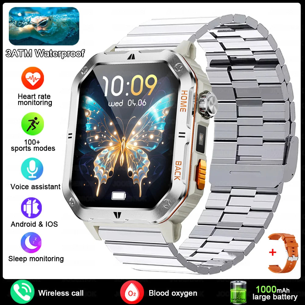 New 1000mAh Battery Outdoor Sports Smart Watch 2.01 inch HD Screen LED Flashlight Bluetooth Talking SmartWatches For Men Women