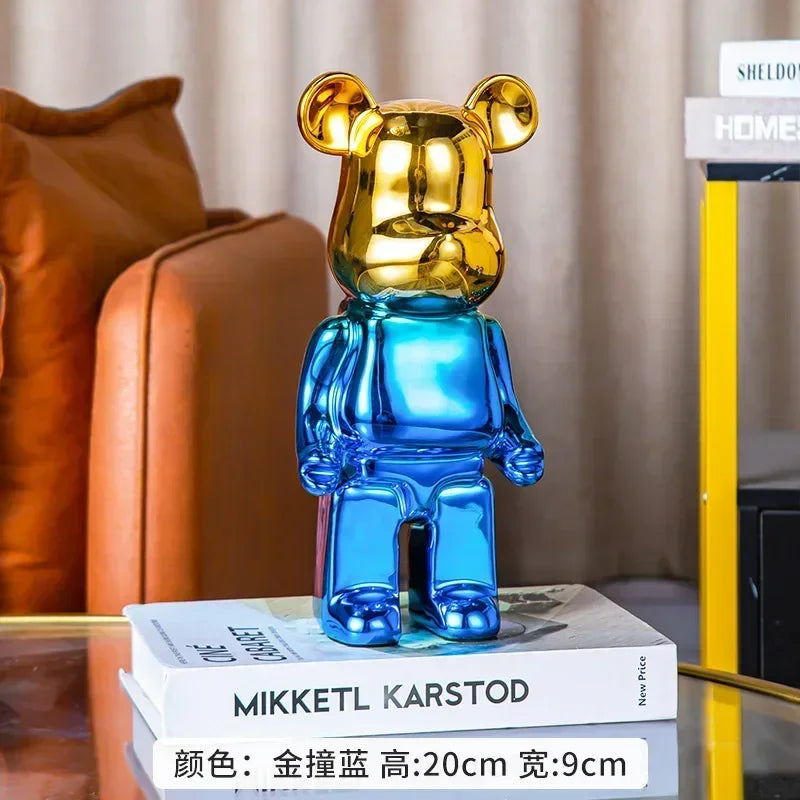 28cm Aesthetic Bear Figure Ceramics Plating Violent Bear Statue Animal Figurine Sculpture Luxury Living Room Decoration Ornament