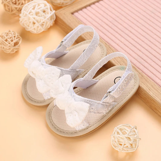 Baby girl bow sandals cute summer soft bottom flat princess shoes baby non-slip