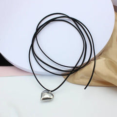 Diy Jewelry Goth Black Velvet 25mm Heart Pendant Choker Necklace for Women