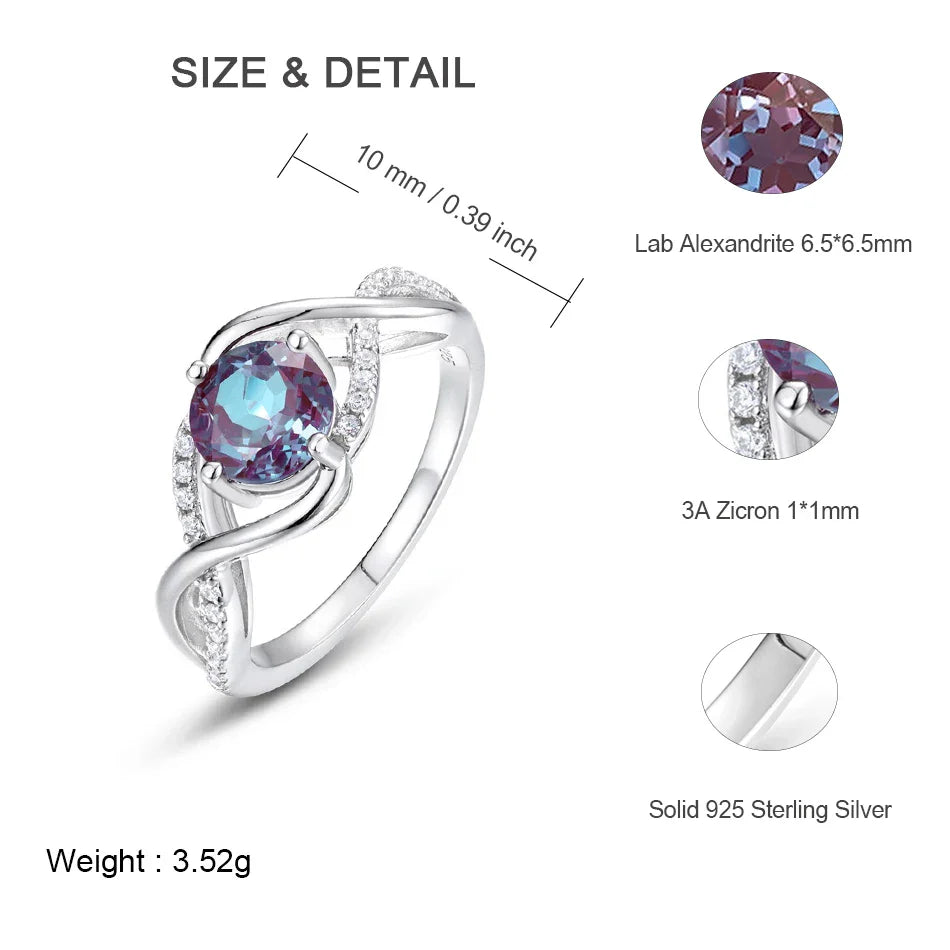 ALLNOEL 925 Sterling Silver Alexandrite Ring For Women Exquisite Style Fashionable Engagement rings Wedding Luxury diamond ring