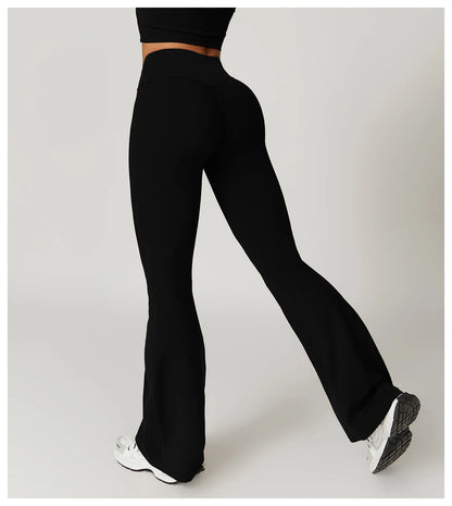 High Waist Flared Pants Gym Leggings Women Fitness Running Bell Bottomed Tight