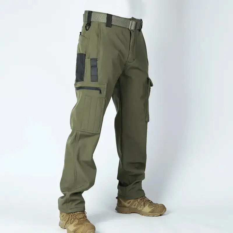 Winter Outdoor Work Sets Mens Field Training Jackets Multi-Pocket Fleece Cargo Pants Tactical Waterproof Camping Tracksuits Set