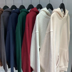 Heavy Weight Cotton Plus Velvet Hooded Sweater Men Thickened Tight Polar Fleece