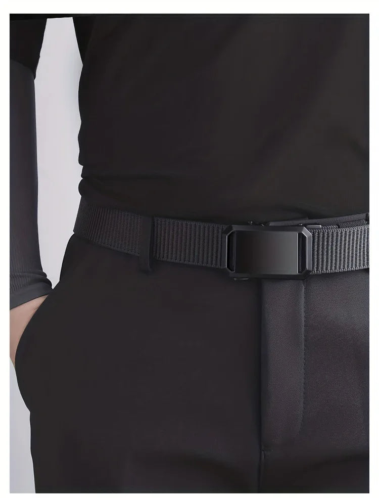 Tactical Belt For Men Canvas Automatic Buckle Belt Man Durable Casual Outdoor Hunting Adventures Training Pants Waist Belt Golf