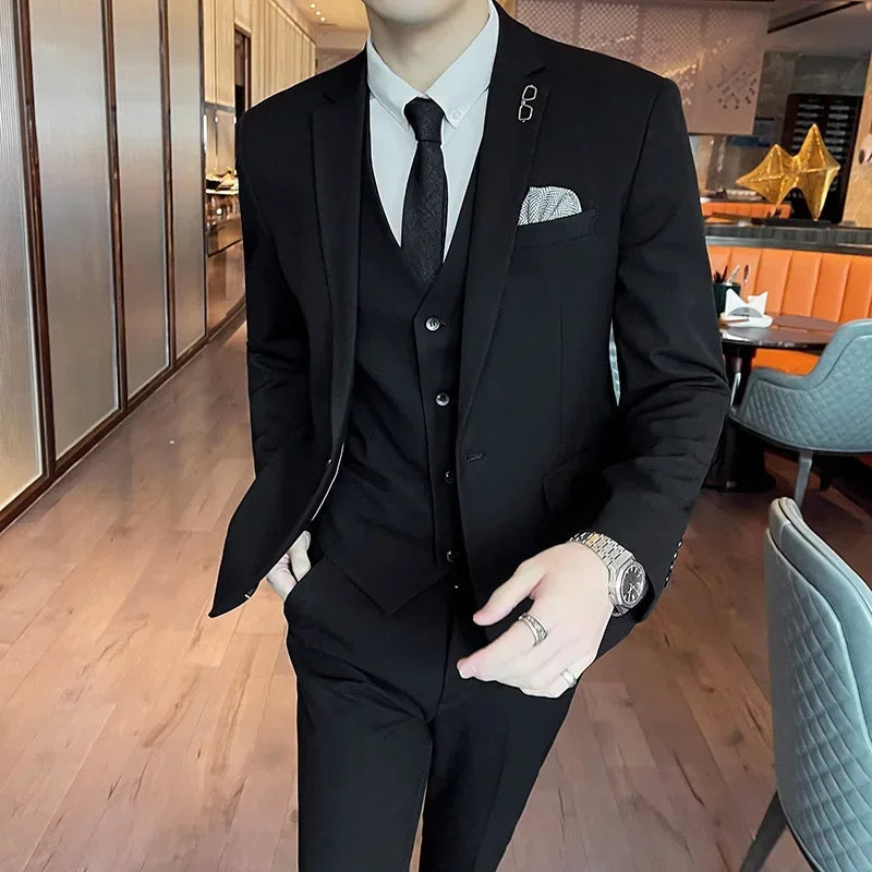 Tuxedo for Mens: Suit Pants Vest 3 Pcs Set Fashion Men's Casual Boutique Business