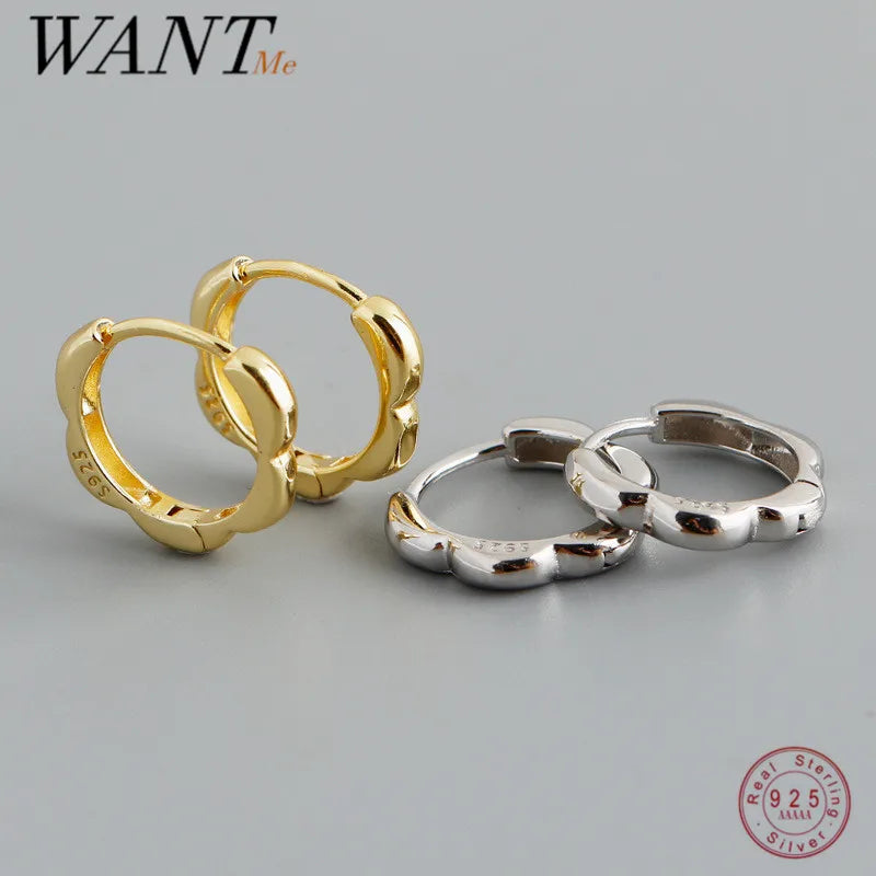 WANTME 925 Sterling Silver Simple European Plum Circle Hoop Earrings For Women Fashion Charms Huggies Party Jewelry Accessories