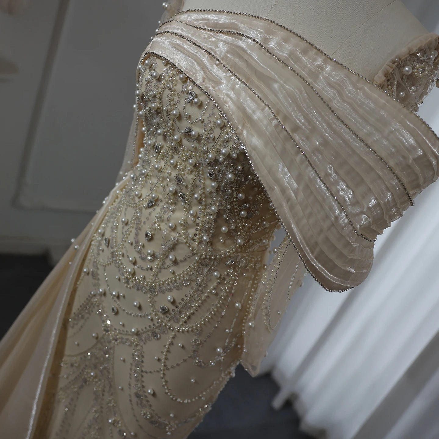 Homecoming Dresses: Crystal Mermaid Evening Dress with Overskirt