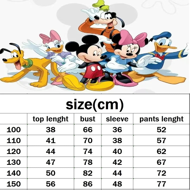 Autumn Baby Boy Disney Minnie Printed Clothes Set Kid Girl Sweatshirts Pullover Top and Pants 2pcs Suit Children Tracksuits
