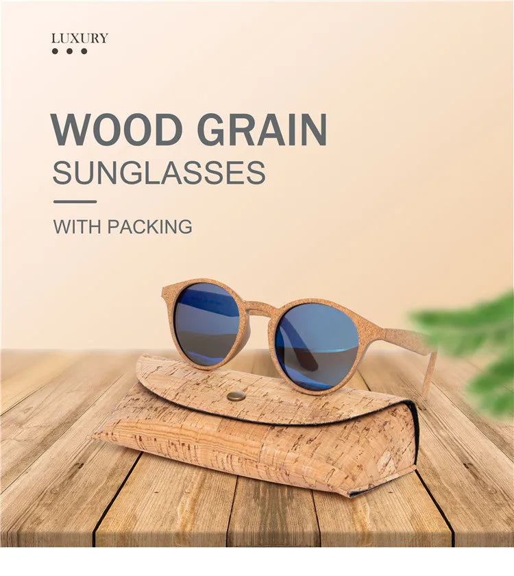 Kenbo High Quality Round Wood Bamboo Grain Polarized Sunglasses With Case Fashion Women Man Shades Wooden Sunglasses