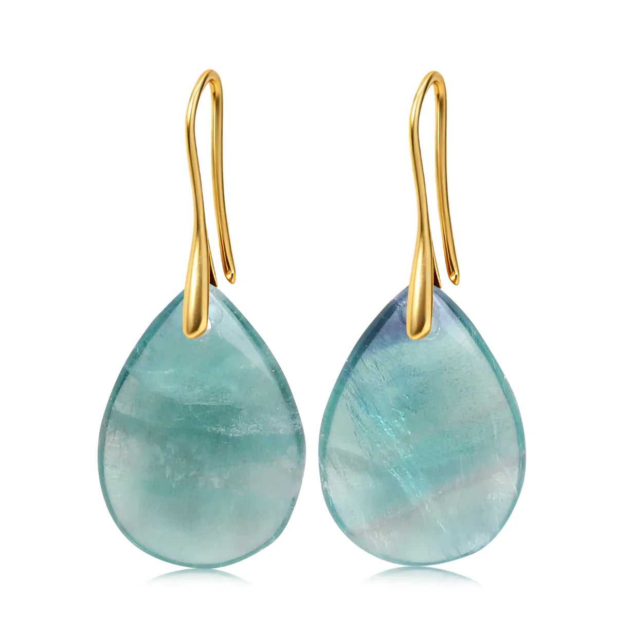 Natural Stone Pendant Women's Teardrop Earrings Elegant Gem Jewelry Creative Gift Black Obsidian Amethyst Rose Quartz Earrings