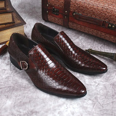 Black Burgundy Mens Loafers Shoes Genuine Leather Slip