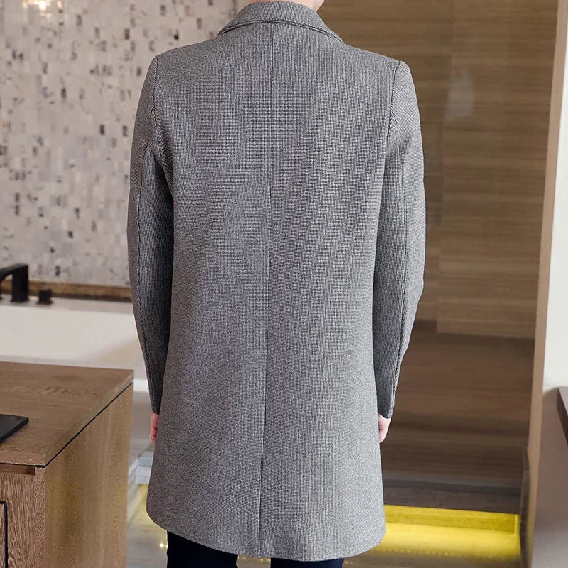 Fashion Men Solid Color Trench Coat / Male Casual Slim Long