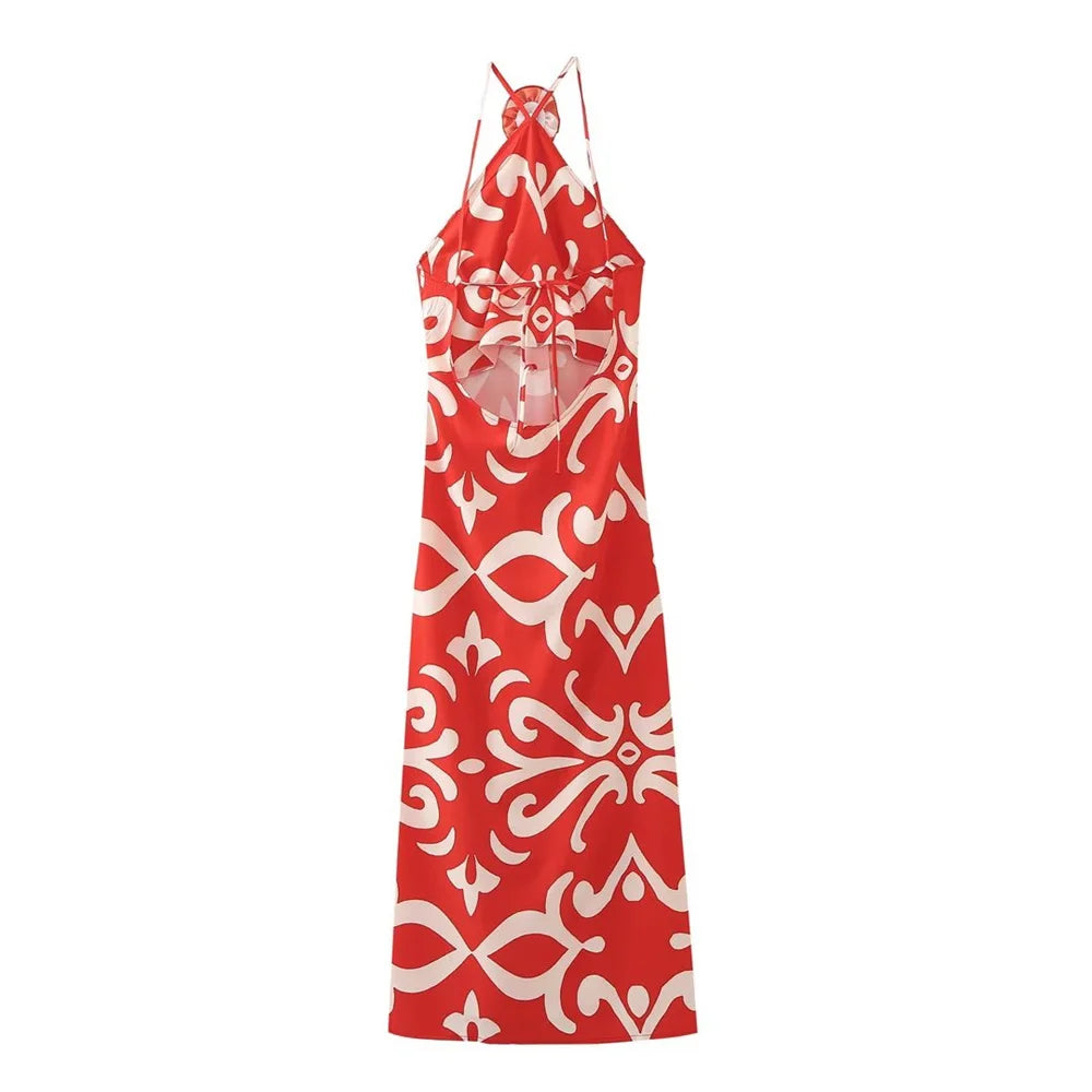 Evening wear Dresses: Women's Fashion Style Open Back Lace Up Neck Dress