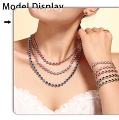 Multi Colors Stainless Steel Necklace Bracelet for Women Men Tennis Chain Stones