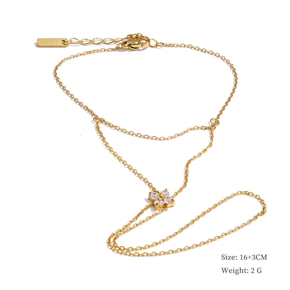 Yhpup Trendy Stainless Steel Zircon Beads Back of Hand Chain Finger Bracelet Fashion Chic Sexy Jewelry Waterproof Wholesale Gift