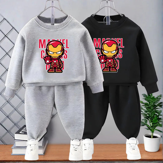 Marvel Spring/autumn Children's Clothes Sets Captain America Printed Boys Sweatshirt and Sweatpant 2pcs Kids Casual Hoodies Suit