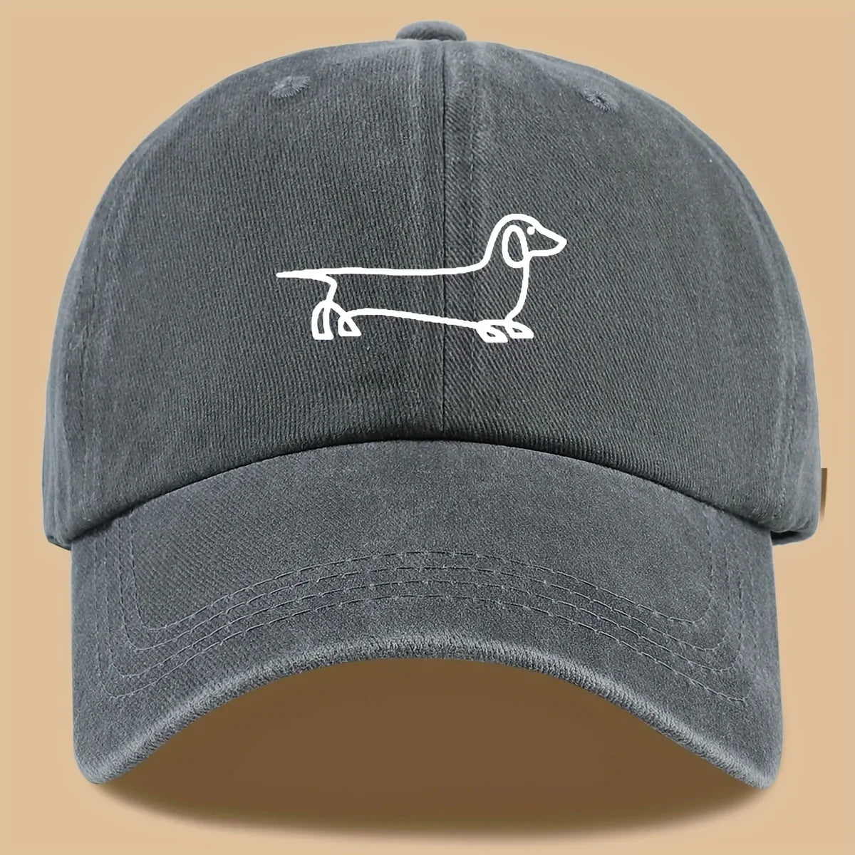 Simple dog print baseball cap, versatile for both men and women, suitable for outdoor travel as a hat for pet enthusiasts