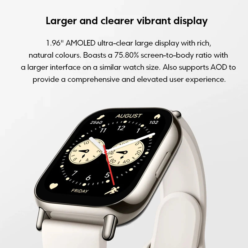 Global Version Redmi Watch 5 Lite 1.96'' AMOLED display 18-Day Battery life Built-in GNSS 5ATM Bluetooth® calling