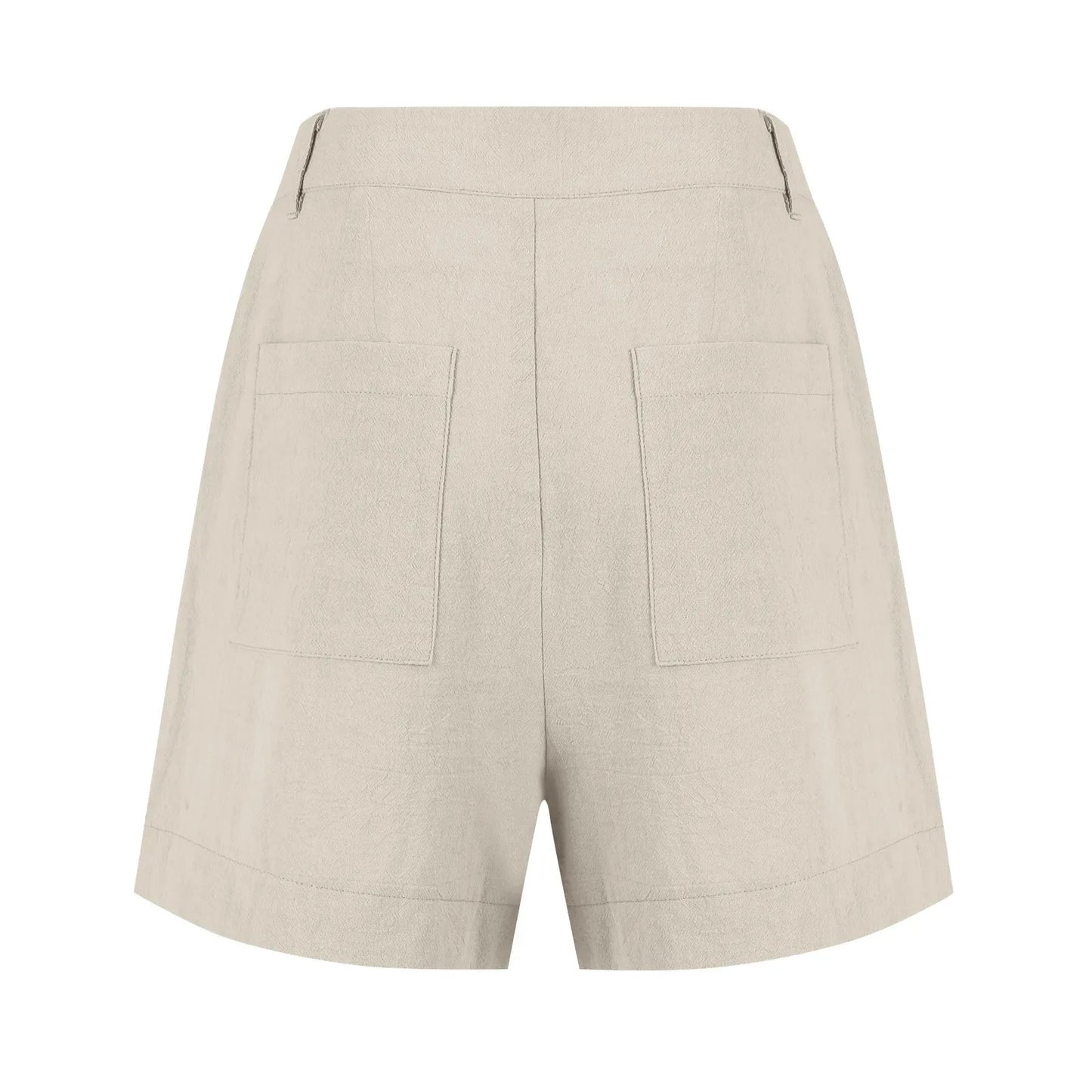 Cotton Linen Solid Shorts For Women Button High Waist Summer Loose Casual Pockets Shorts Female Pants Women Clothing