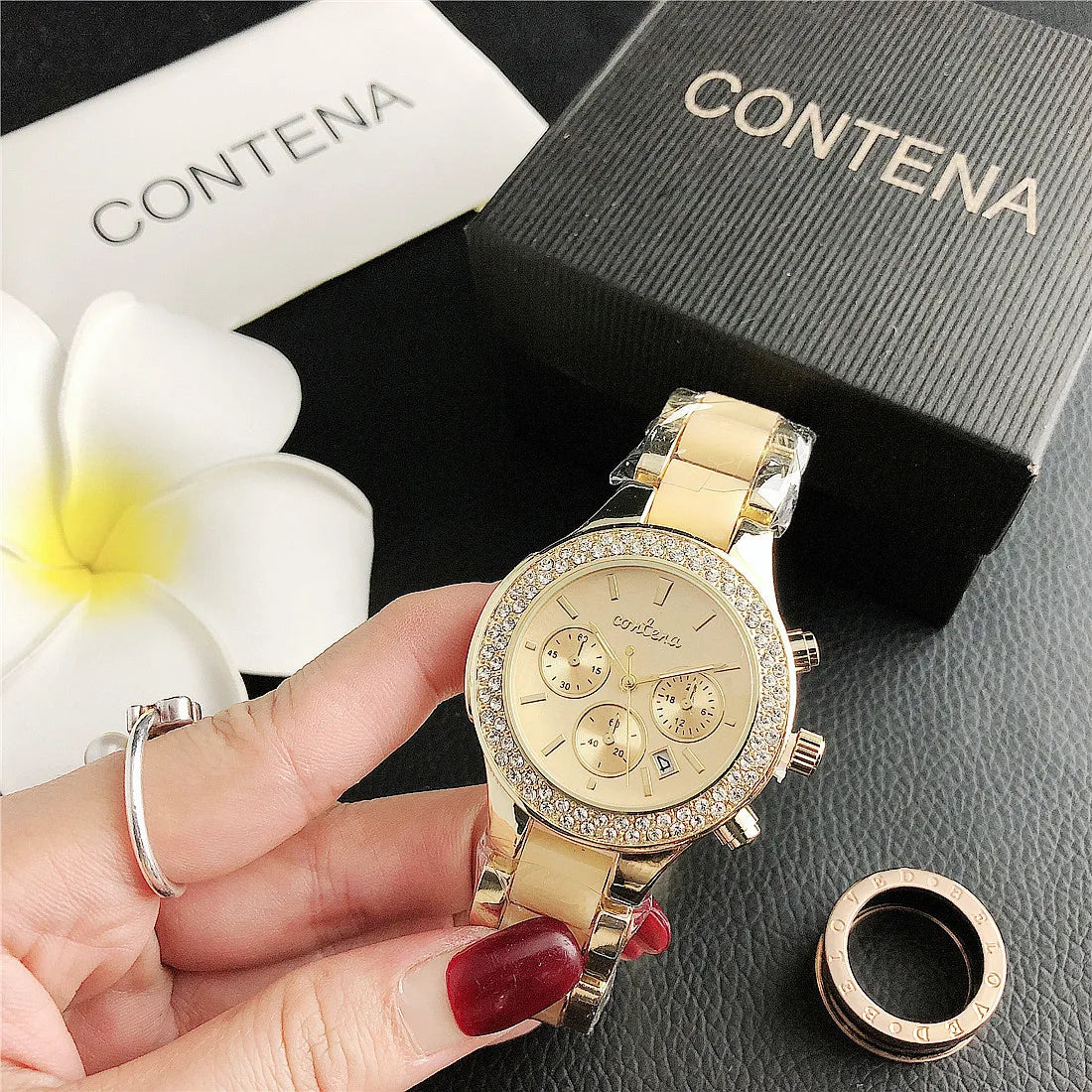 Contena Luxury Simple Women's Wristwatches Full Stainless Steel Women Quartz Watch Business Ladies Watch Clock erkek kol saati
